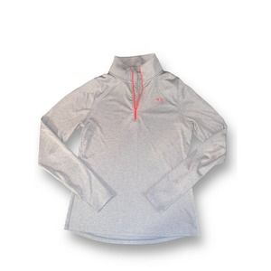 Under‎ Armour Semi Fitted Pullover Women's S Gray Grey Shirt 1/4 Zip Heat Gear